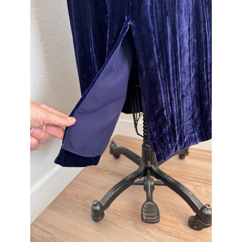 Madewell Silk Blend Velvet Slip Dress Navy Blue Midi Sweetheart Size L - Picture 8 of 11
